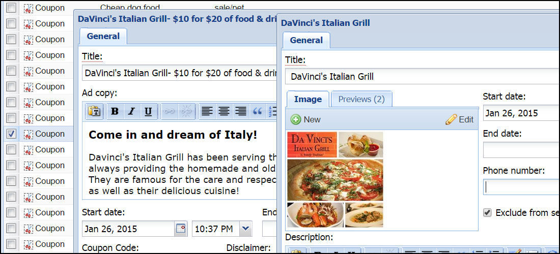 BLOX Classifieds: Creating a coupon